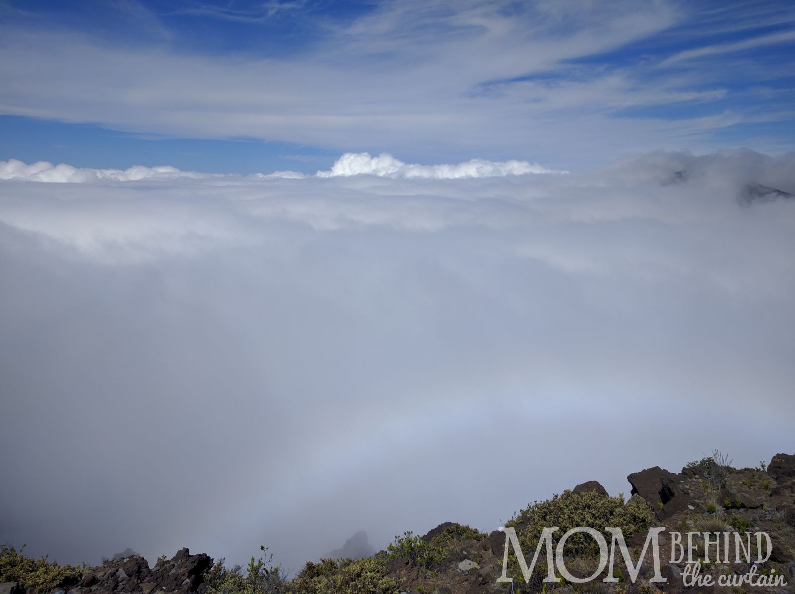 Close up view, above the clouds at Leleiwi Lookout, Maui